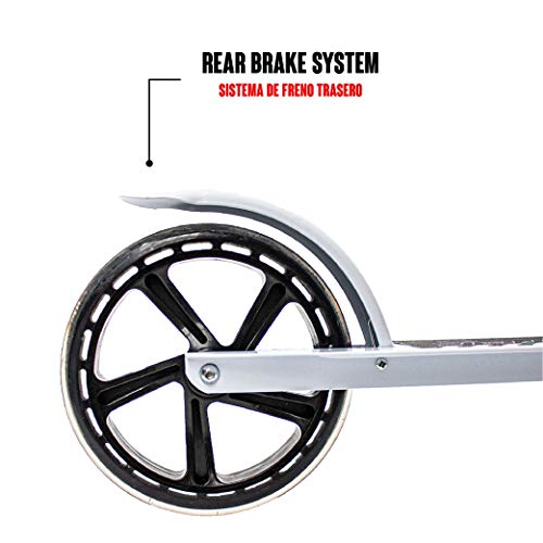 Calma Dragon Patinete YX-S17, con Ruedas Grandes de 200mm diámetro, para Niños y Adultos, Scooter Cityroller, Plegable, con Altura Regulable, Plataforma Amplia, Estructura de Aluminio (Blanco)