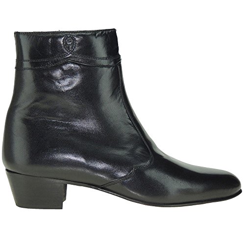 Calzados Romero - Botín Piel Caprina - Tacón Cubano de 4CM - Piso Cuero - Fabricados en Almansa NEGRO talla 42