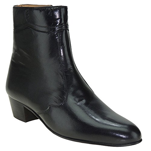 Calzados Romero - Botín Piel Caprina - Tacón Cubano de 4CM - Piso Cuero - Fabricados en Almansa NEGRO talla 42