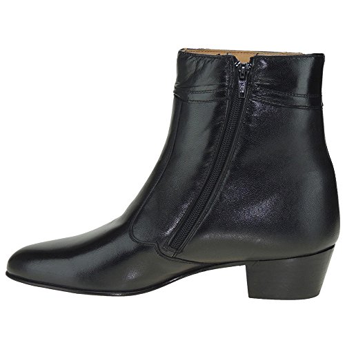 Calzados Romero - Botín Piel Caprina - Tacón Cubano de 4CM - Piso Cuero - Fabricados en Almansa NEGRO talla 42
