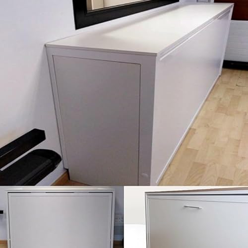 Cama Horizontal MK2 I Todas las medidas, Color partes metálicas y Base en blanco. (90x190 cm, Estructura Metálica y Base Blanco)
