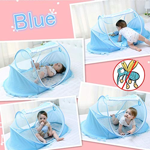 Cama Plegable para bebé, Mosquitera, Cama Portátil para Dormir, Cama de Viaje para Recién Nacido (azul cielo, verde)