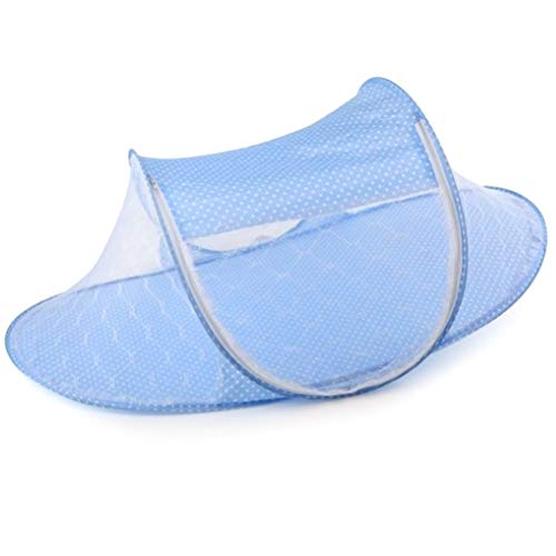 Cama Plegable para bebé, Mosquitera, Cama Portátil para Dormir, Cama de Viaje para Recién Nacido (azul cielo, verde)