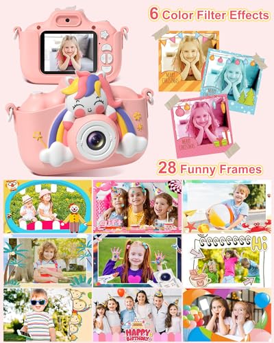 Camara Fotos Infantil, Hangrui 1080P 2.0" HD Cámara de Fotos para Niños con 32GB TF Tarjeta, Cámara Fotos Niños con Trípode, Cámara Digital para Niños Regalos para Niños de 3-12 Años