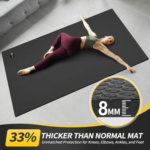 CAMBIVO Esterilla Yoga Grande 183x122cm Grosor 8mm, Esterilla Fitness Colchoneta Pilates Gruesa XXL Antideslizante, Alfombra de Yoga Mat PVC Duradera para Deporte, Exercise, Gym, Ejercicio en Casa