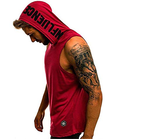 Camiseta con Capucha de Tirantes Deportes para Hombre, Tops Camisa sin Mangas de Verano Fitness Tirantes Muscle Estampado