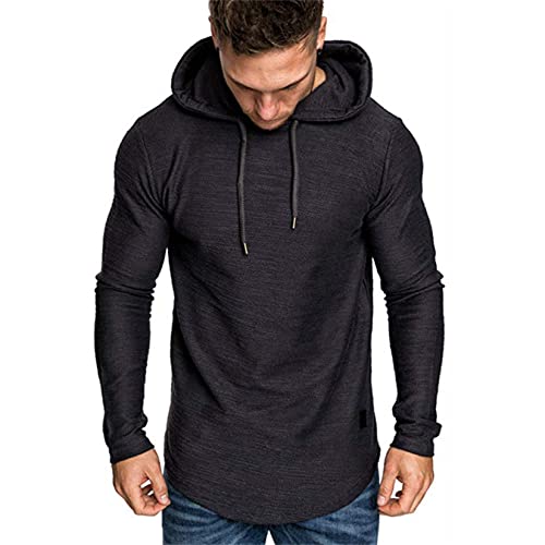 Camiseta De Manga Larga Longsleeve Cuello Redondo Manga Larga Camiseta Casual Camisetas Camisa para Hombre Camisa de Entrenamiento Chaqueta con Sombrero