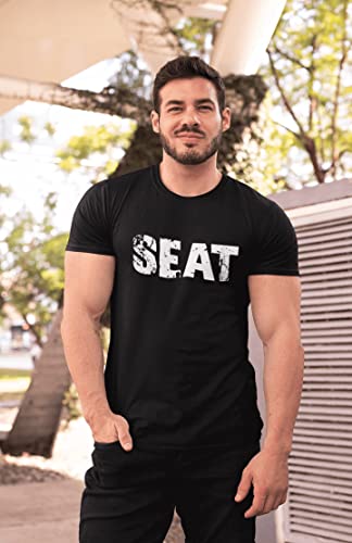 Camiseta Estampada para Hombre Asiento – Seat – T-Shirt Vintage Manga Corta Regalo Original Cumpleaños Diseño Gráfico Moda Negro Profundo 3XL