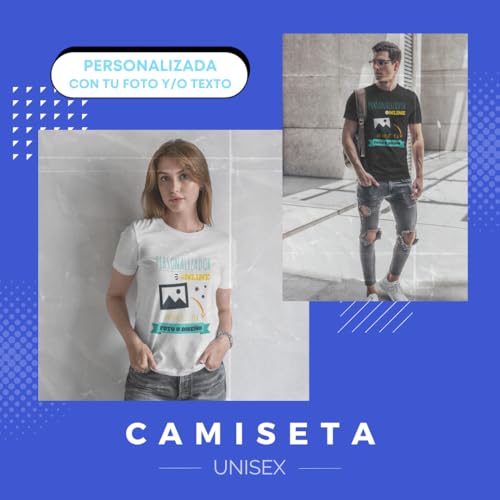 Camiseta Personalizable · con tu Foto y/o Textos · A Todo Color · Unisex · Manga Corta · 100% algodón · Impresión DTG o DTF · Diseña tu Camiseta Personalizada · Hombre y Mujer (M, Negro)