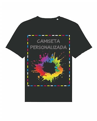 Camiseta Personalizada Hombre y Mujer de Manga Corta para Regalo Personalizado Camiseta Personalizada Unisex con serigrafia a Todo Color-Personalizar Camiseta con Foto (M, Negro)