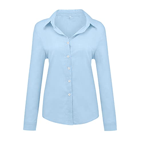 Camisetas de mujer túnica de trabajo camiseta de manga 3/4 amplia tira de botones de verano con cuello de solapa Tops para mujer, delgada, clásica, lisa y suave, 02-azul, XXXL