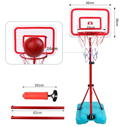 Canastas Baloncesto Exterior Interior Altura Ajustable Balon Baloncesto Regalos Cumpleaños Infantil para Juguetes Niños 3 4 5 6 Años,88cm a 190cm