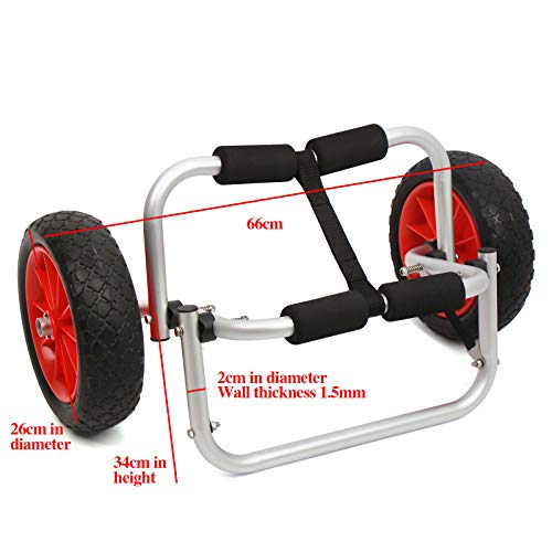 Carrito de piragüismo para kayak 150 LBS Carrito de transporte canoa kayak barco, accesorios inflable rueda carro de barco