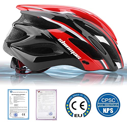 Casco de ciclismo con luz LED, de A-Best, casco integral especializado con luz de seguridad, visera y forro extraíbles, para adulto, Rojo - Negro