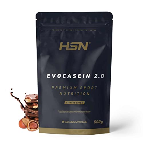 Caseína Micelar de HSN Evocasein 2.0 | Sabor Chocolate Avellana 500 g = 17 Tomas por Envase Proteína Lenta Digestión para Antes de Dormir | No-GMO, Vegetariana, Sin Gluten