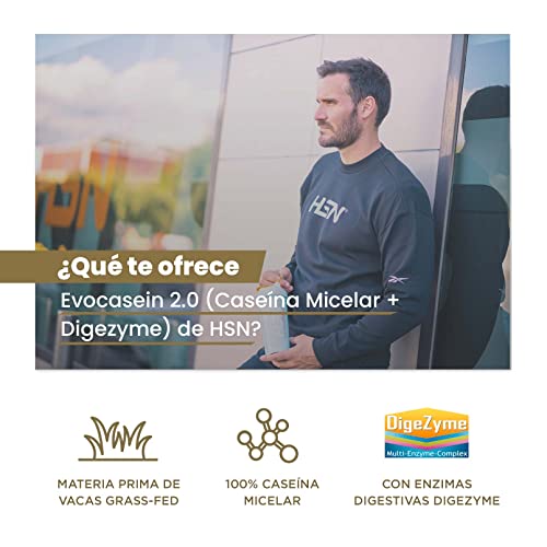 Caseína Micelar de HSN Evocasein 2.0 | Sabor Chocolate Avellana 500 g = 17 Tomas por Envase Proteína Lenta Digestión para Antes de Dormir | No-GMO, Vegetariana, Sin Gluten