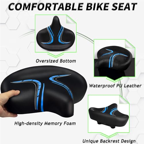 CDYWD Sillin Bicicleta Muy Comodo, Extra Ancho, Acolchado Suave, Transpirable, Asiento Bicicleta Ergonómico, Sillín Bicicleta Compatible con MTB, Bicicleta de Ciudad, Ebike, Bicicleta Estática