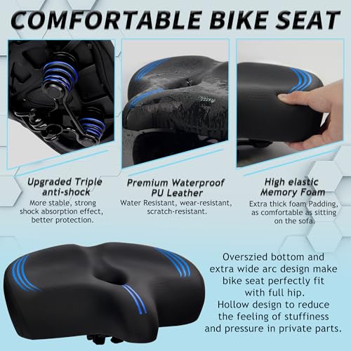 CDYWD Sillin Bicicleta Muy Comodo para Hombres y Mujeres, Sillín Antiprostatico de Concepto Ergonómico, Reemplazable de MTB, Ebike, City Bike, Estatica Asiento Asiento Bicicleta