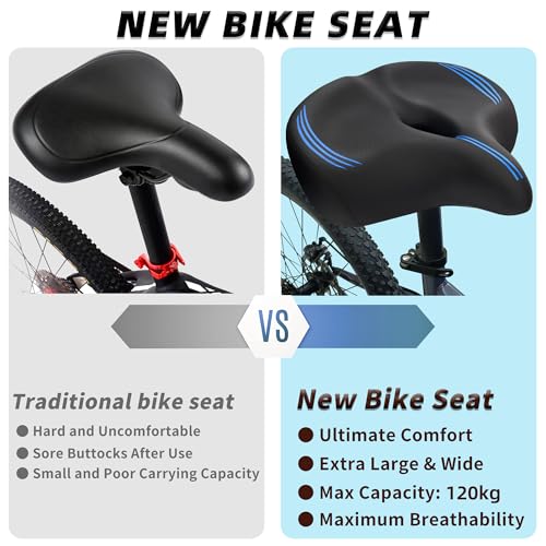 CDYWD Sillin Bicicleta Muy Comodo para Hombres y Mujeres, Sillín Antiprostatico de Concepto Ergonómico, Reemplazable de MTB, Ebike, City Bike, Estatica Asiento Asiento Bicicleta