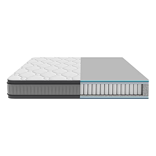 Cecotec Colchón Híbrido Flow 8900 Hybrid 135x190. Multicapa, Núcleo de Muelles Ensacados SpringCore y Viscoelástica ViscoCare+, Altura 32 cm, Firmeza Medio Alta, SeparateMuv & BreathSoft+