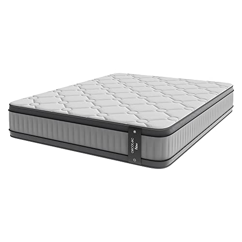 Cecotec Colchón Híbrido Flow 8900 Hybrid 135x190. Multicapa, Núcleo de Muelles Ensacados SpringCore y Viscoelástica ViscoCare+, Altura 32 cm, Firmeza Medio Alta, SeparateMuv & BreathSoft+