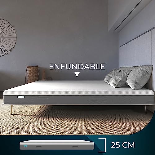 Cecotec Colchón Viscoelástico y Enfundable Flow Hybrid 90x190. Muelles Ensacados SpringCore, Altura 25 cm, Firmeza Alta, SeparateMuv, MorphoAdapt, Fresh & EasyClean