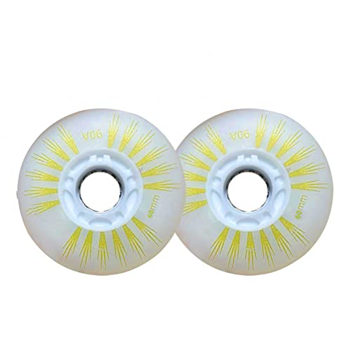 CENPEK 4 ruedas de patines en línea con LED, ruedas brillantes luminosas duraderas para deslizamiento, 60 mm, amarillo