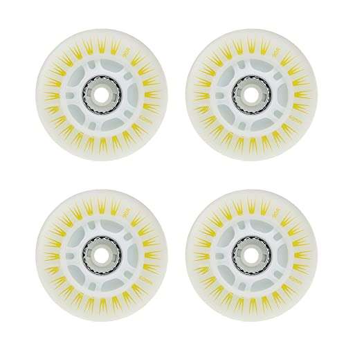 CENPEK 4 ruedas de patines en línea con LED, ruedas brillantes luminosas duraderas para deslizamiento, 60 mm, amarillo