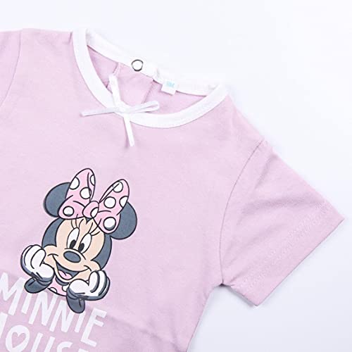 CERDÁ LIFE'S LITTLE MOMENTS Pack de 2 Body Niña de Verano | Ropa de Bebe de Algodón 100% de Minnie Mouse-Licencia Oficial Disney, Rosa, 3 Meses para Bebés