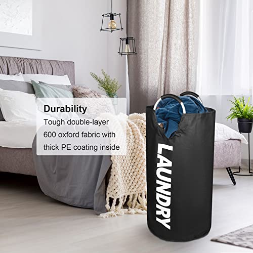 Cesto para la Colada 90L, Plegable, Bolsa de Lavado Bin, Cubo de lavandería de Tela Oxford, para ropa sucia, mantas, almohadas - Negro