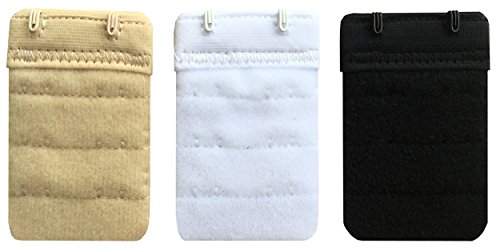 Chanie Mujer 3 Piezas Suave Cómodo Extensores de sujetador de 2 Ganchos, 6,1cm x 3,8cm