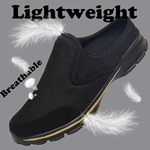 ChayChax Zapatillas de Estar por Casa para Mujer Hombre Zuecos Cómodos Suave Pantuflas de Interior Exterior Antideslizante Ligero Planos Zapatos de Casa, Negro A, 39 EU