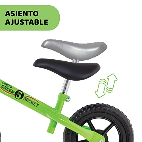 Chicco Bicicleta sin Pedales First Bike para Niños de 2 a 5 Años hasta 25 Kg, Bici para Aprender a Mantener el Equilibrio con Manillar y Sillín Ajustables, Color Verde - Juguetes para Niños
