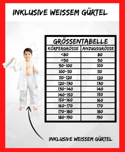 Chikara Traje de karate niños blanco, traje de karate niño, karate traje niña, traje de karate niños algodón, traje de artes marciales niños (150)