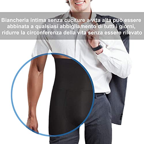 Chumian Bragas para Hombre de Cintura Alta compresión, Calzoncillos Tipo bóxer, Control del Vientre, adelgazantes, Shapewear Negro L