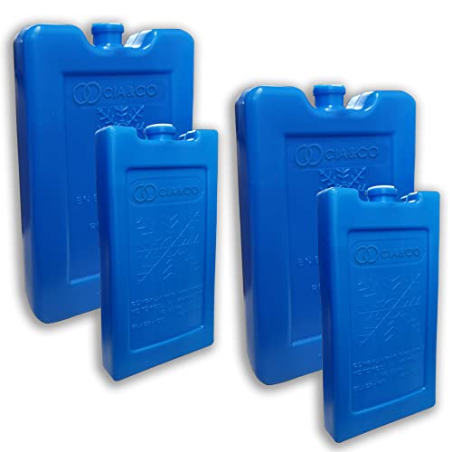Cia&Co 4 x Acumuladores de Frio/Bloques de Hielo para Neveras Portatiles y Mantenimiento o Aplicación de Frio. Pack de 2 XL 350cc + 2 L 200cc. Gran Duración