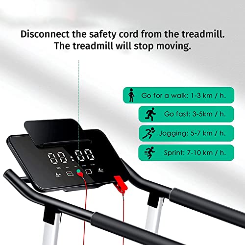 Cinta de Correr eléctrica Plegable Adecuado para Ejercicios de Fitness en Interiores. Cinta andadora para casa. Blanco