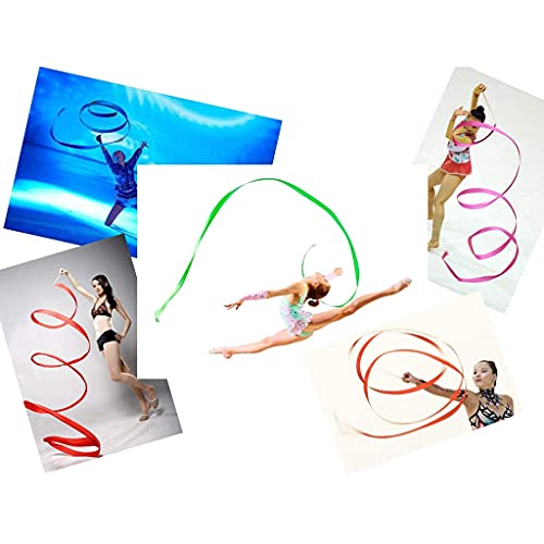 Cinta de gimnasia rítmica para niños, baile artístico, cinta de arco iris, cinta de baile infantil, 2 metros, cinta de gimnasia rítmica, rollo de 6 m, soporte para adultos, bolsa de Sasaki