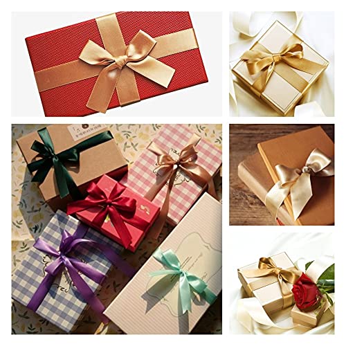 Cinta de raso Dorada de 25 mm, 22 metros, cinta decorativa ancha, cinta de tela para regalos de bodas, bautizos y cumpleaños