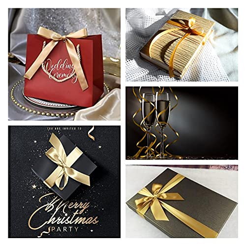 Cinta de raso Dorada de 25 mm, 22 metros, cinta decorativa ancha, cinta de tela para regalos de bodas, bautizos y cumpleaños