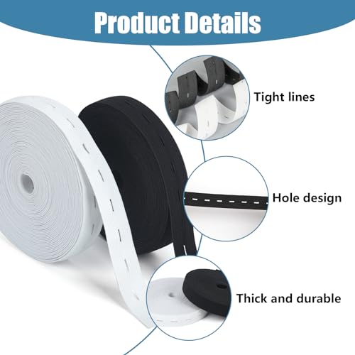 Cinta Elastica Costura,2×10M Cinta Elástica Con Ojales de Costura Ancha Banda fe Goma Poliéster Goma Tejer Correa Resistente para Pretinas Maternidad Ropa Pantalones Costura Manualidades Tapiceria