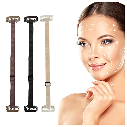 Cinta para estiramiento facial, bandas de estiramiento facial, bandas para adelgazar la cara, correas invisibles, reutilizables, correas de estiramiento facial para el cuello y los ojos (3 unidades)