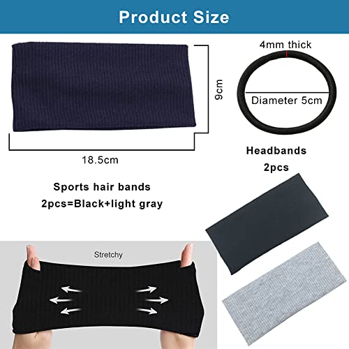 Cinta Pelo Deporte,Cinta Pelo Mujer,Cinta de Pelo,Diadema Deportiva,Cinta para el Pelo Deporte,Diadema Elastica Mujer,Cinta para el Pelo Mujer,Bandas para la Cabeza Elásticas(Azul+Gris)
