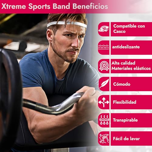 Cinta Xtreme Sports Band Frente - Cinta Sudor Cabeza, Evita Sudor en los Ojos y Cara, Banda canaliza Sudor para Todo Tipo de Deportes, Running, Ciclismo (Transparente)