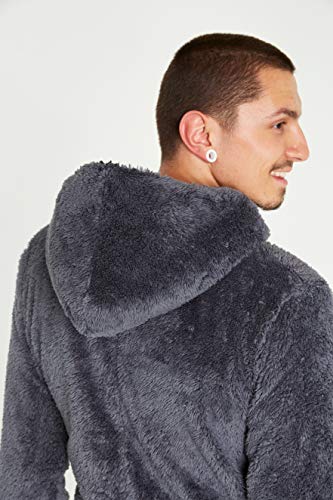 CityComfort Pijama Hombre Entero, Pijama Hombre de Una Pieza Mono con Cremallera, Pijamas Enteros de Polar para Adultos M-3XL (L, Gris Oscuro)