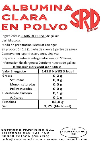 CLARA DE HUEVO EN POLVO 350G (ALBUMINA) SIN ADITIVOS BOLSA ZIP