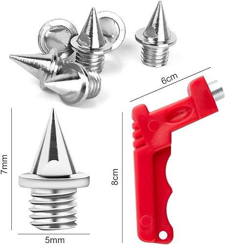 Clavos Atletismo,Repuesto de Clavos,Clavos para Zapatos de Pista,30 Piezas Track Spikes Atletismo Clavos con Llave para Calzado Deportivo Salto de Longitud Atletismo en Pista Acero Inoxidable 7mm