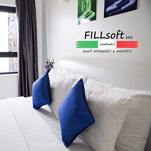 Cojín para Cama Suave de Pluma de Ganso Fillsoft, Almohada de Pluma de oca Suave y Confortable, cojín antiácaros, hipoalergénico y Transpirable,Fabricado en Italia.