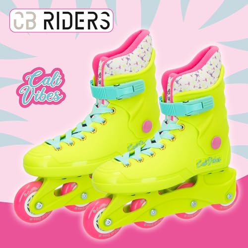 COLORBABY CB Riders - Patines en línea, Color amarillo neón, Cierre ajustable con hebilla y cordones, Talla 36-37, + 3 años, Máximo 50 kg, Patinetes en línea infantiles (47555)