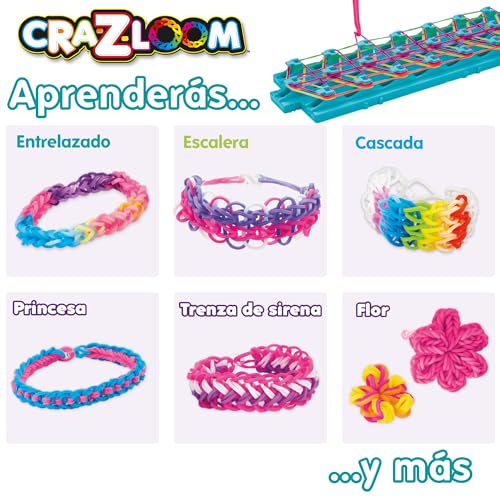 Colorbaby CRA-Z-Art - Telar para Hacer Pulseras de Goma, Máquina Hacer brazaletes, Incluye 600 Gomas elásticas de Colores sin látex y Abalorios, Gomita elástica Pulsera, Set gomitas, 47083